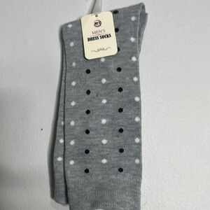 Men's Gray Polka Dot Dress Socks